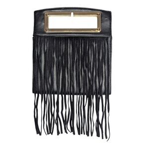 Black Fringe Clutch Purse Arden B Gold Accents Boho Chic Western Dressy Cowgirl